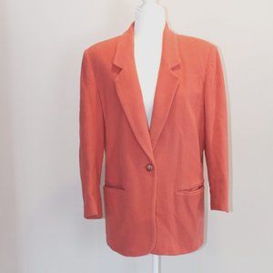 Coral Colored Cashmere Wool Long Blazer Pea Coat 8